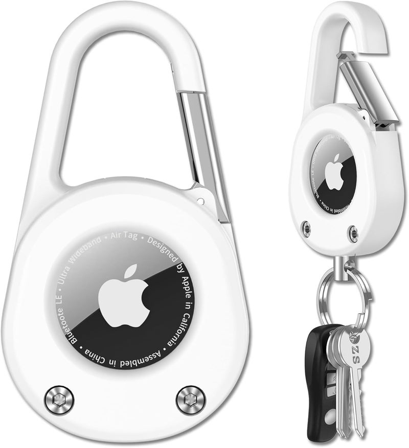 Scallop Air Tag Keychain with Carabiner,Thick Hard PC Air Tag Holder,IPX8 Waterproof,Secure Lock,Universal Wheel Key Chain - Image 1